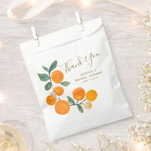 Bolsa De Papel Naranjas acuarelas Rústicas Gracias Ducha Bridal