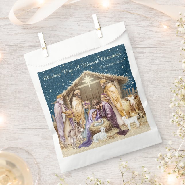 Bolsa De Papel Natividad de los Navidades acuarelas (Cortado)