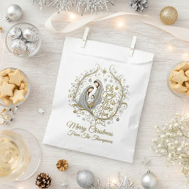 Bolsa De Papel Natividad personalizada de Navidad en plata y oro