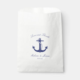 Bolsa De Papel Nautical Anchor Naval Boda azul amor y gracias