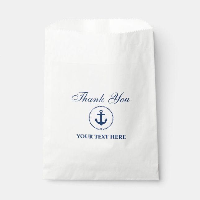 Bolsa De Papel Nautical Bote Nombre Anchor Rope Blanco (Anverso)