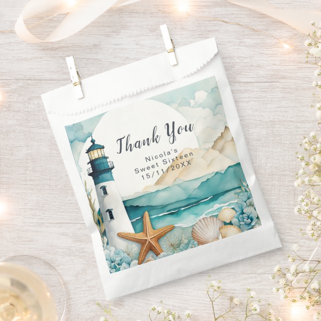 Bolsa De Papel Nautical Lighthouse Sweet Sixteen (Cortado)