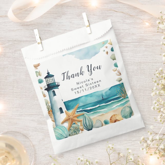 Bolsa De Papel Nautical Lighthouse Sweet Sixteen (Cortado)