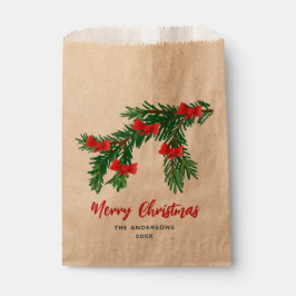 Bolsa De Papel Navidad Arco Rojo Verde Acuarela Festiva