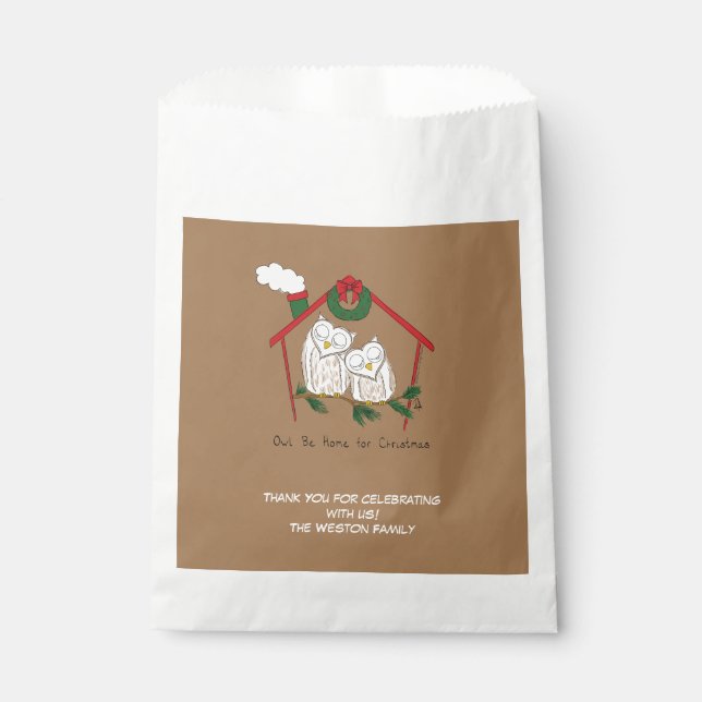 Bolsa De Papel Navidad Owl Be Home Cute (Anverso)