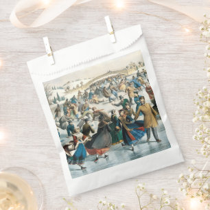 Bolsa De Papel Navidad Victoriana Central Park Currier & Ives