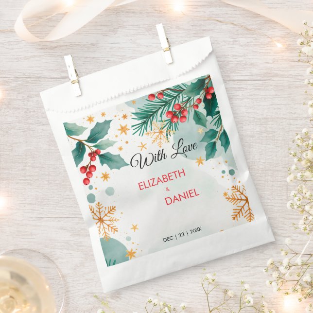 Bolsa De Papel Navidades acuarelas Boda con Holly (Cortado)