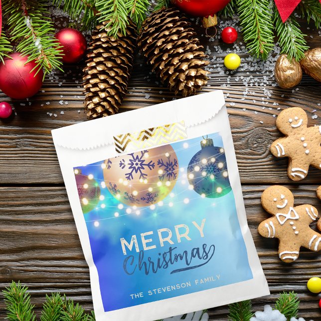 Bolsa De Papel Navidades azules Baubles Twinkling String Lights (Subido por el creador)