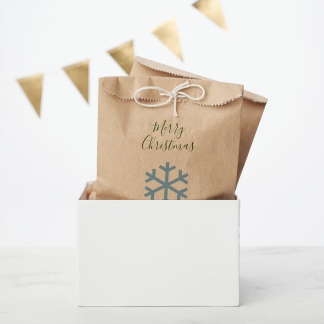 Bolsa De Papel Navidades Azules Snowflake Kraft (Fiesta)