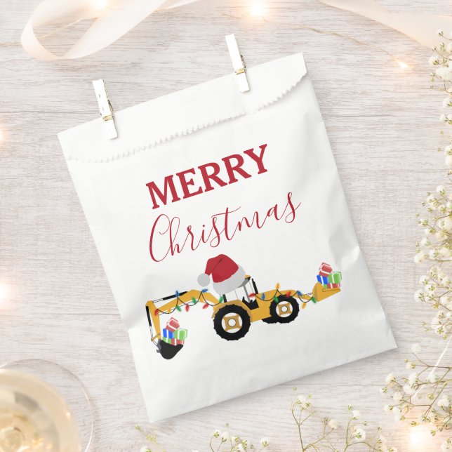 Bolsa De Papel Navidades Backhoe Construction Truck (Cortado)