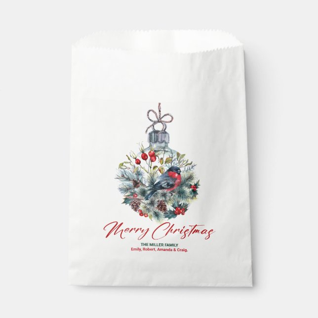 Bolsa De Papel Navidades Berries y Bullfinch Ornament (Anverso)