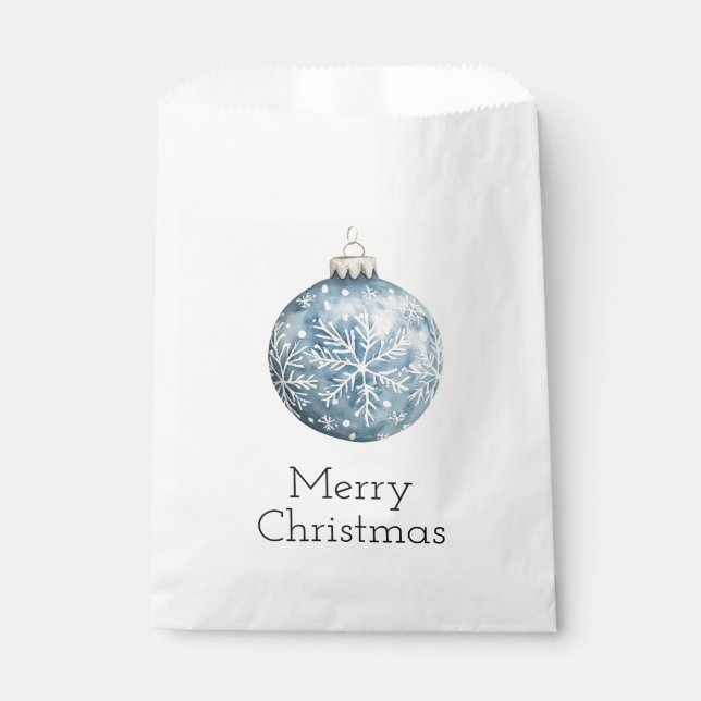 Bolsa De Papel Navidades blancos azules adornos de copos de nieve (Anverso)