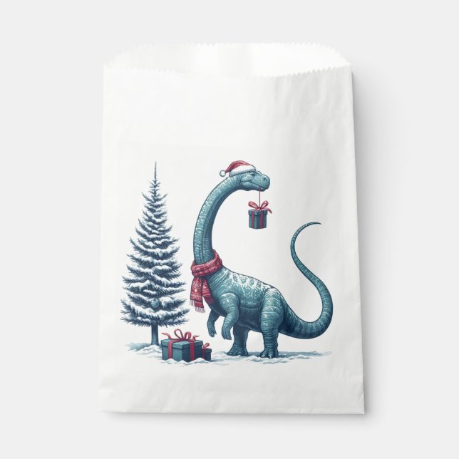 Bolsa De Papel Navidades Brontosaurus dinosaur (Anverso)