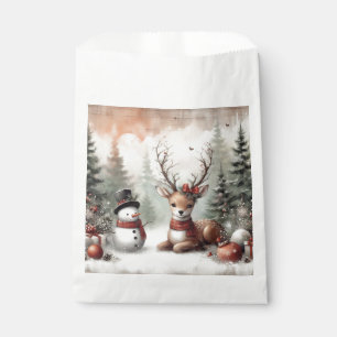 Bolsa De Papel Navidades clásicos de los bosques de renos y snowm