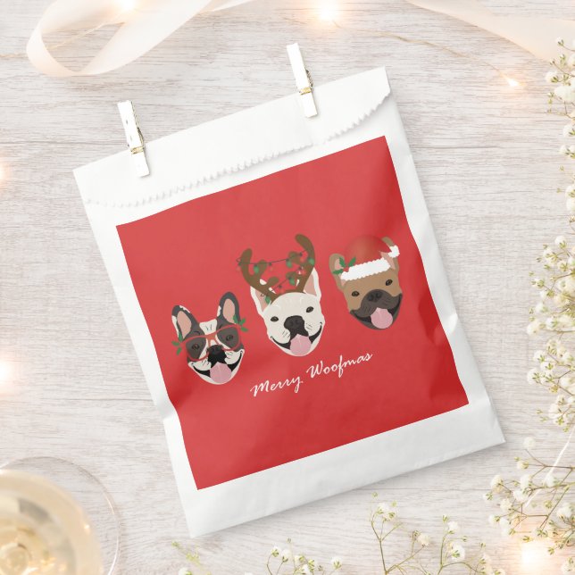 Bolsa De Papel Navidades de Bulldoges franceses de Merry Woofmas (Cortado)