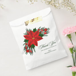 Bolsa De Papel Navidades de la Red Poinsettia Pine Greenery
