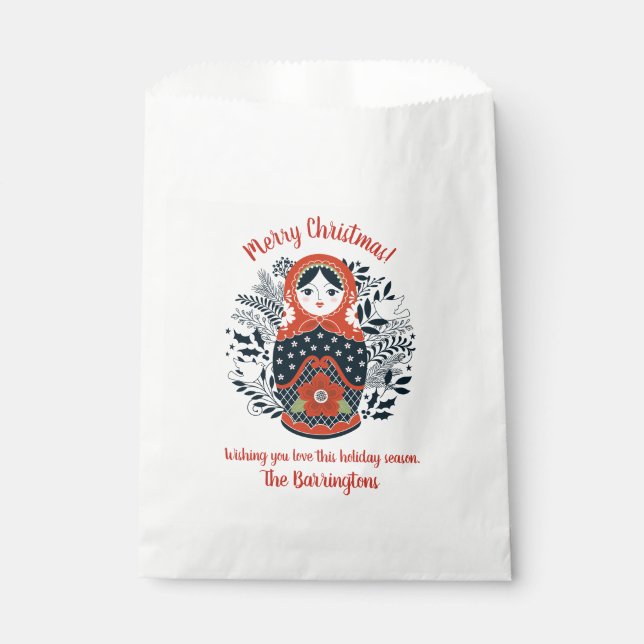 Bolsa De Papel Navidades de muñecas nidificantes rusos personaliz (Anverso)