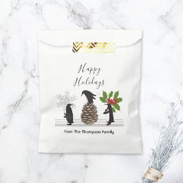 Bolsa De Papel Navidades de pingüino graciosos y personalizados