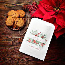 Bolsa De Papel Navidades de poinsettia y vegetación acuática