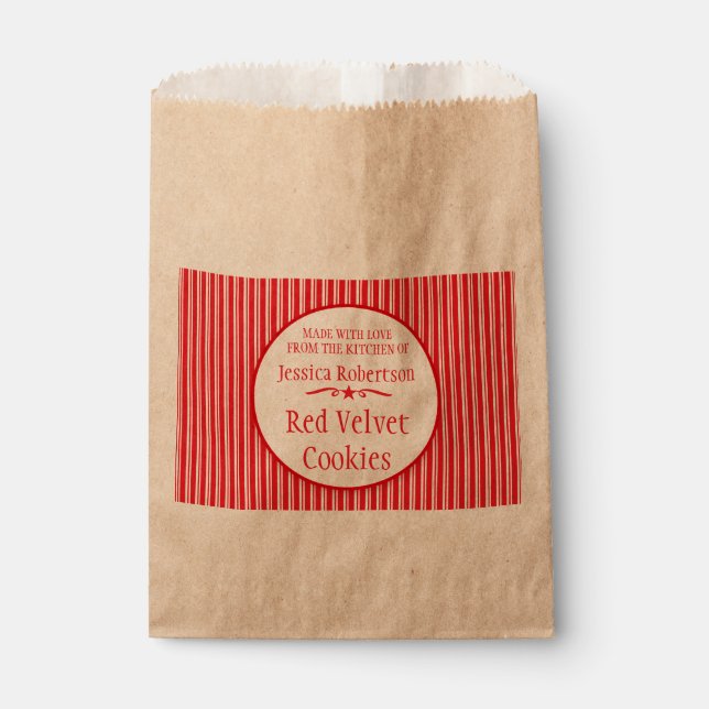 Bolsa De Papel Navidades de rayas blancas rojas intercambian bols (Anverso)