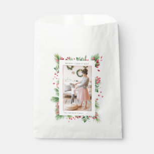 Bolsa De Papel Navidades de Rosehips y Holly Berries foto verde