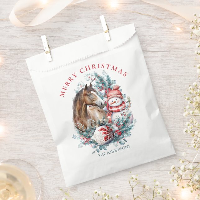 Bolsa De Papel Navidades de snowman acuarela elegante (Cortado)