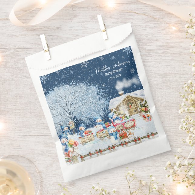 Bolsa De Papel Navidades de Snowmen Baby Shower (Cortado)