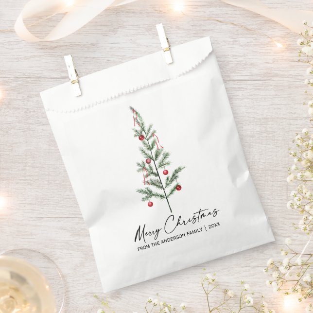 Bolsa De Papel Navidades de tinta de caligrafía de árbol de pino  (Cortado)