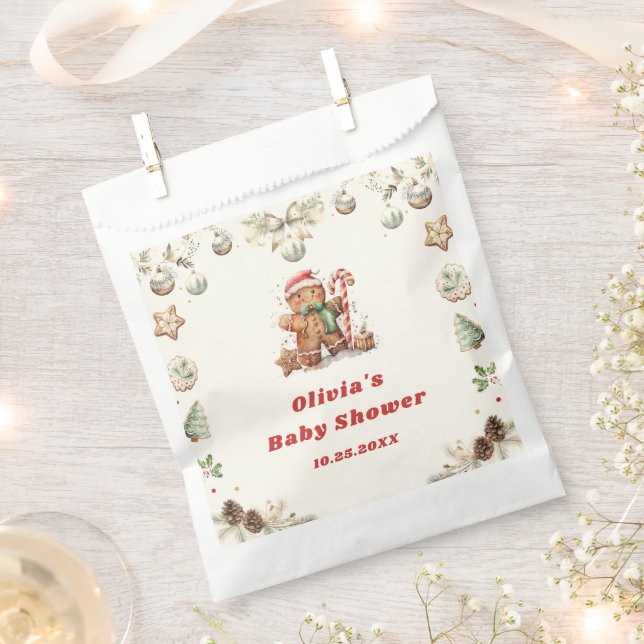 Bolsa De Papel Navidades de Winter Gingerbread Santa Baby Shower (Cortado)
