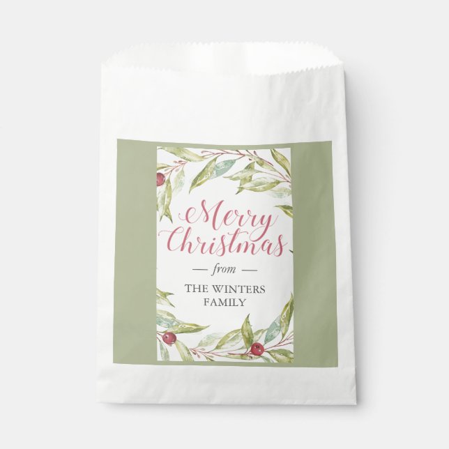 Bolsa De Papel Navidades de Winter Greenery Berries Wreath (Anverso)