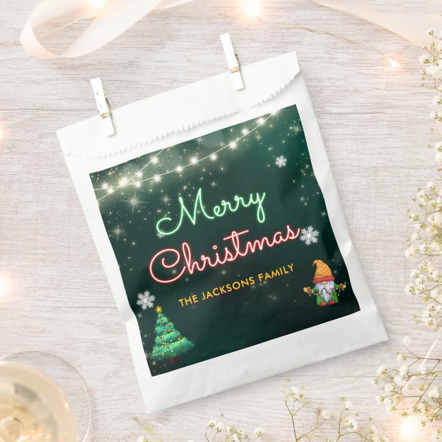 Bolsa De Papel Navidades divertidos Neon Rótulo Fiesta (Cortado)