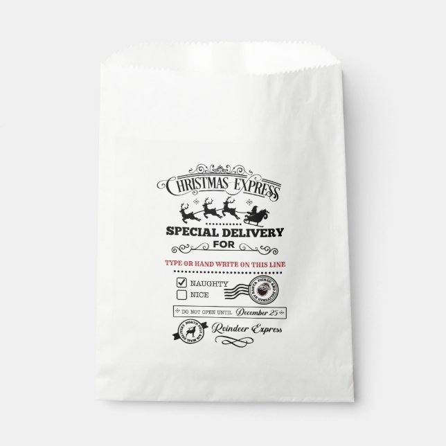 Bolsa De Papel Navidades Express Special Delivery NAUGHTY Treth (Anverso)