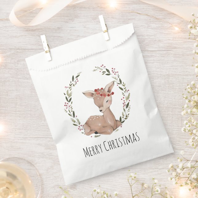 Bolsa De Papel Navidades Fawn Wreath (Cortado)