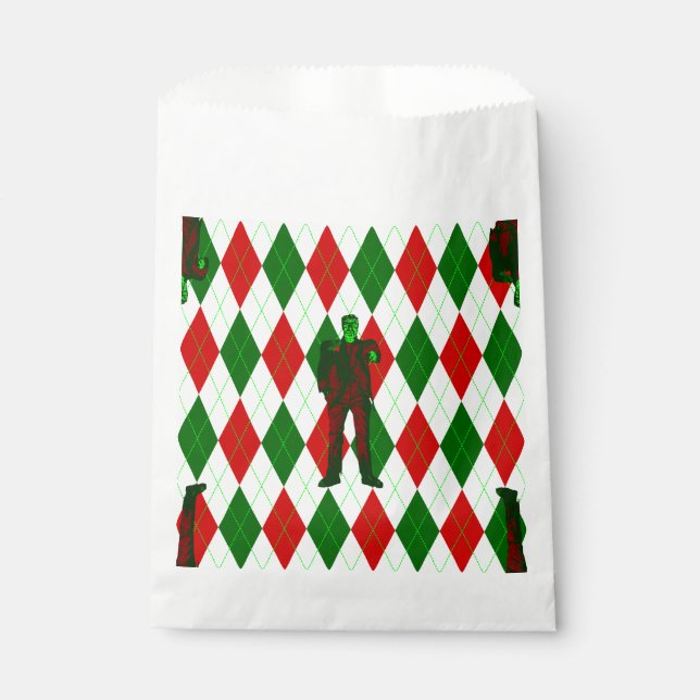 Bolsa De Papel navidades feos frankenstein argyle plaid (Anverso)