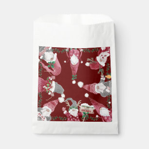 Bolsa De Papel Navidades Fiesta Gnomes Holiday Burgundy Watercolo