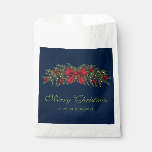 Bolsa De Papel Navidades Garland Con Bow Rojo Y Balbuceos (Anverso)