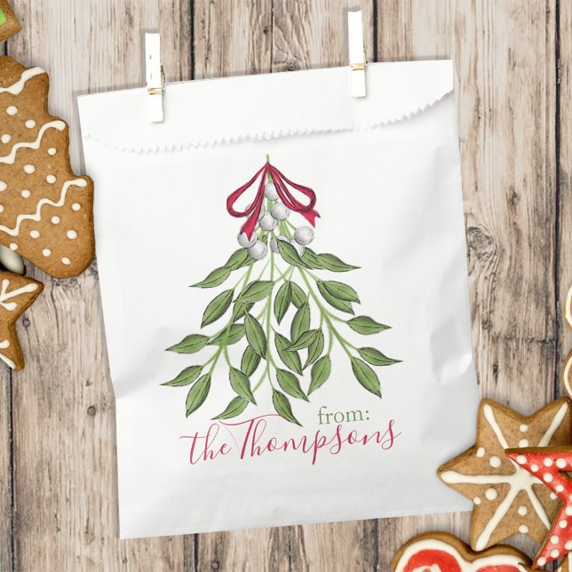 Bolsa De Papel Navidades Holiday Cute Merry Mistletoe Whimsical (Subido por el creador)