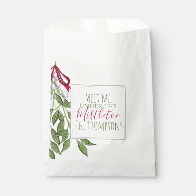 Bolsa De Papel Navidades Holiday Mistletoe Whimsical Cute Fun (Anverso)
