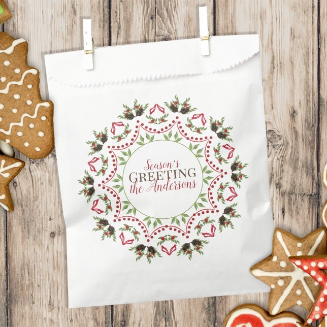 Bolsa De Papel Navidades Holiday Winter Greenery Holly Berries (Subido por el creador)