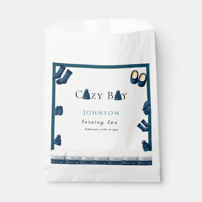 Bolsa De Papel navidades invierno cálido muchacho que cumple dos  (Anverso)