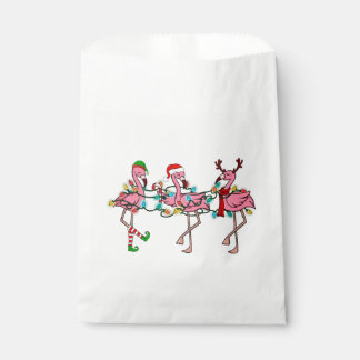 Bolsa De Papel Navidades Luces Flamingo Rosa Santa Hat Holiday X