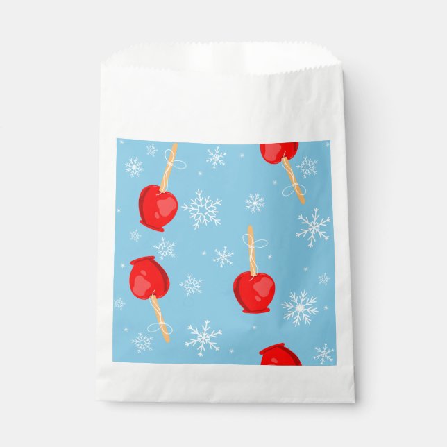 Bolsa De Papel navidades manzanas de caramelo rojo azul (Anverso)