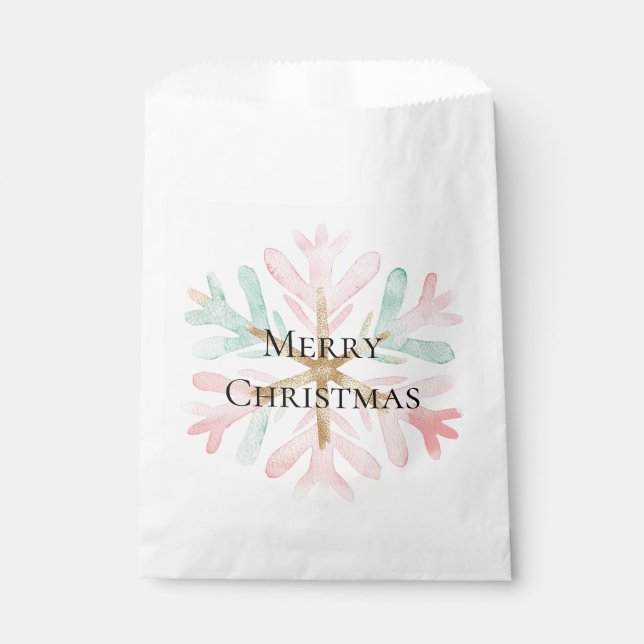 Bolsa De Papel Navidades mezclan copos de nieve rosados con blanc (Anverso)