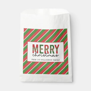 Bolsa De Papel Navidades modernos leopardo imprimen rayas verdes