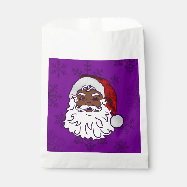 Bolsa De Papel navidades morados santa negro copos de nieve (Anverso)