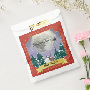 Bolsa De Papel Navidades noche diorama Santa reno sleigh