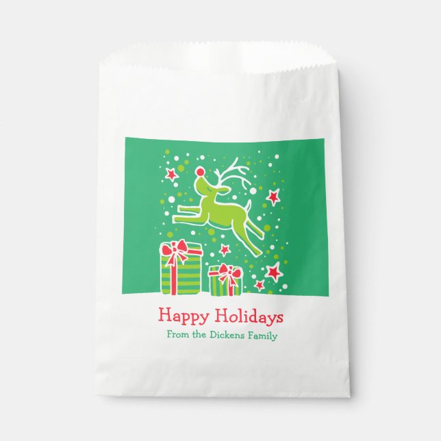 Bolsa De Papel Navidades personalizados bolsos de regalo de renos (Anverso)
