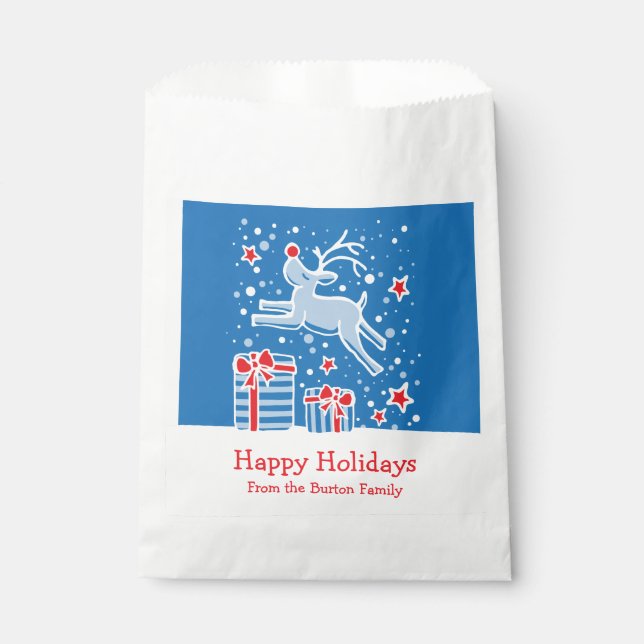 Bolsa De Papel Navidades personalizados del partido de renos favo (Anverso)