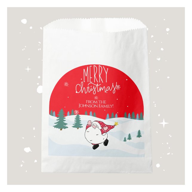Bolsa De Papel Navidades personalizados favorecen las bolsas con  (Personalized Christmas Favor Bags with Family Name)