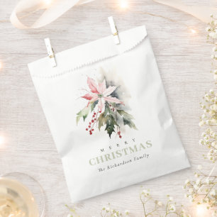 Bolsa De Papel Navidades Poinsettia Berries Foliage Watercolor